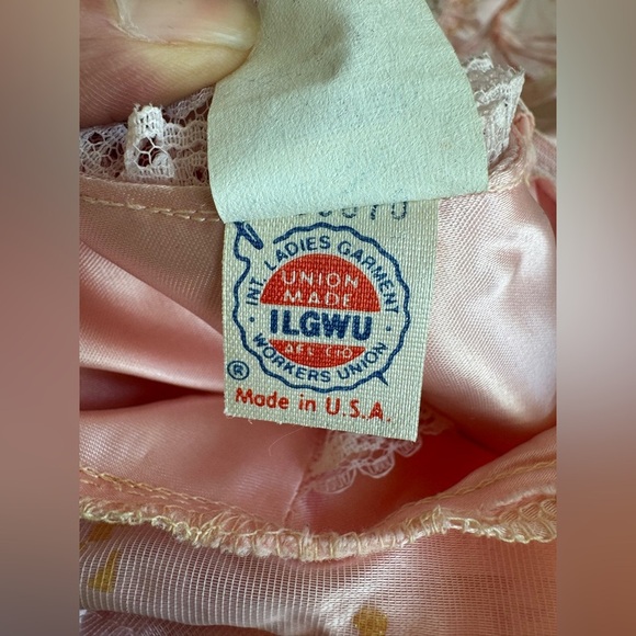 vintage 80s prom dress pink lace puffy bows tulle ball gown puff sleeves ILGWU - Picture 14 of 16